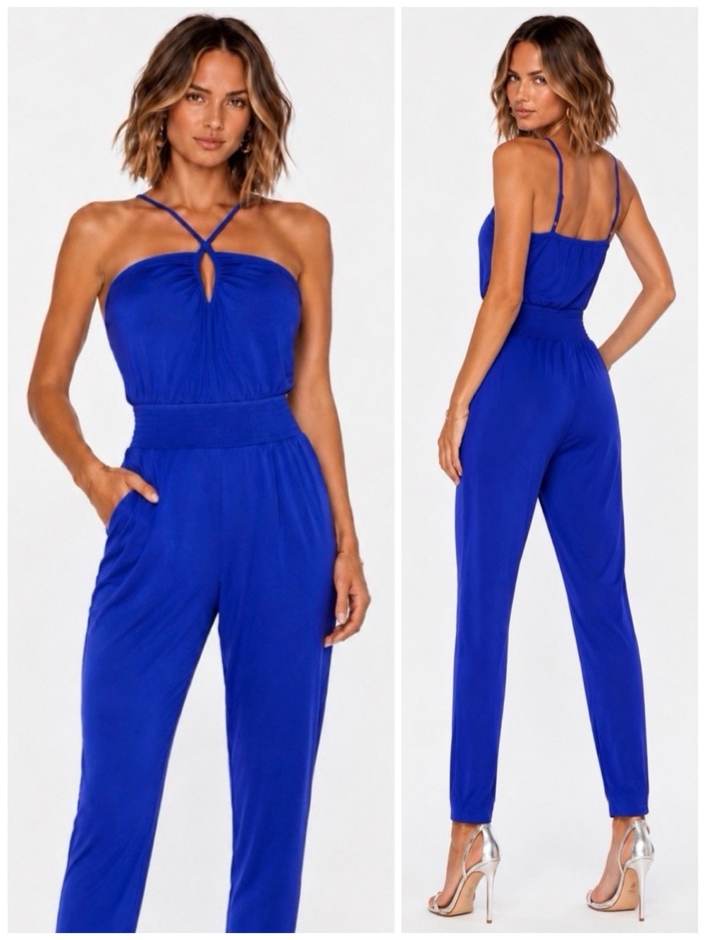 Bebe Cobalt Blue Halter Jumpsuit 💙